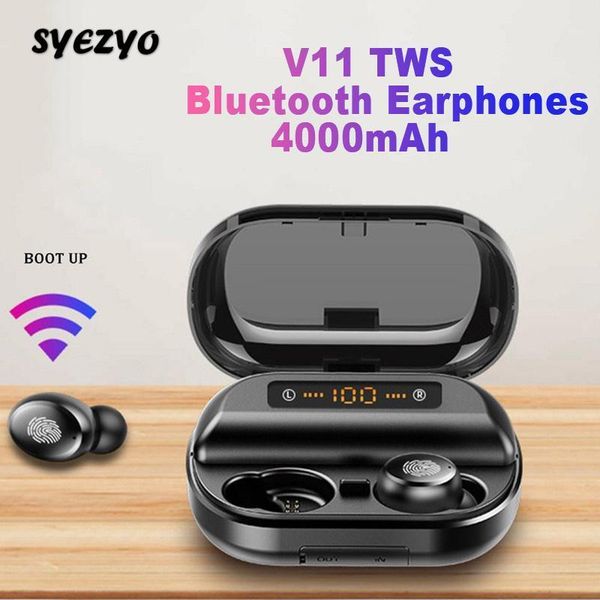

v11 tws bluetooth wireless earphone music headphone large capacity battery sport earbud business headset work on all smartphones1