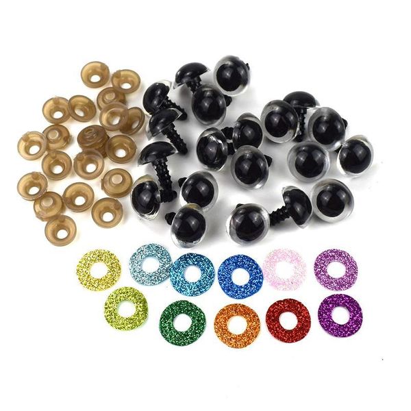 

80pcs 10/12mm mix color shinning plastic doll eyes craft eyes with washer diy for plush bear stuffed toys animal pupp jllfzf, Silver