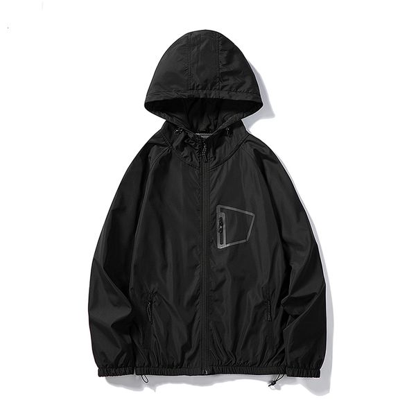 

2021 new new long sleeved jacket men windbreaker jackets hooded hip-hop streetwear autumn outwear men's clothing abfi, Black