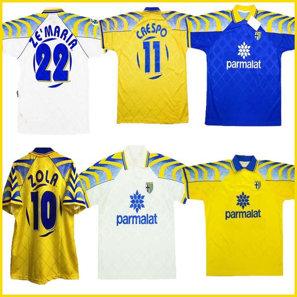 

1995 1997 parma retro soccer jersey 95 96 97 parma buffon zola crespo stoichkov chiesa cannavaro vintage classic football shirt, Black;yellow