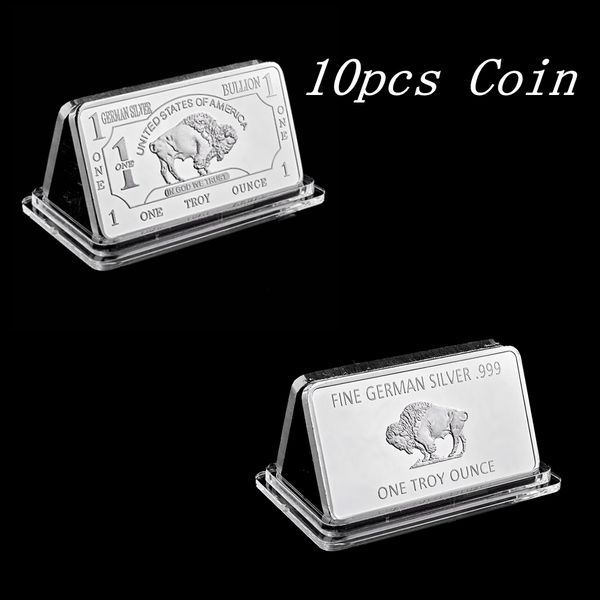 

10pcs magnetic german mint 1 troy ounce buffalo american craft souvenir silver medallion bar copy coins in god we trust silver bulion