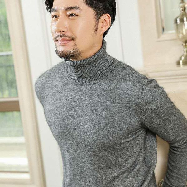 

high collar sweater men 's reversible high neck sweater middle-aged and young men 's large size pullover loose knitted bottomed1, White;black