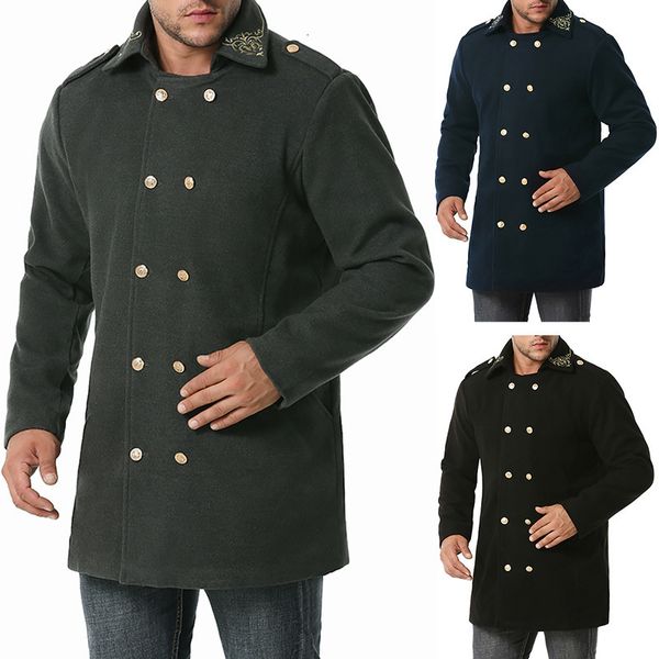 

2020 winter new cloth long embroidered windbreaker jacket men's wear, Tan;black