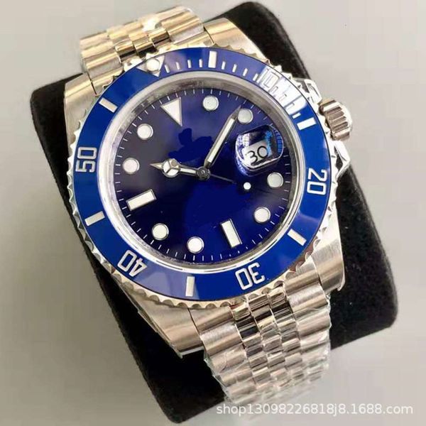 

gmt laojing steel round pointer fold single button screw crown men's blue face automatic mechanical watch 2021lgb4, Slivery;brown