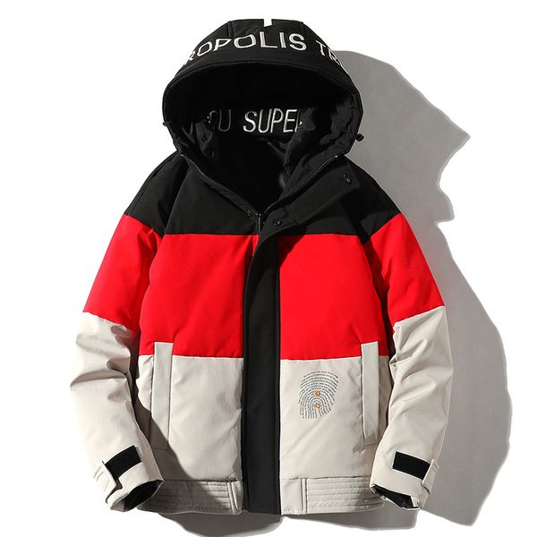 

men's down jacket winter new trend hooded heavy down casual coat, Black