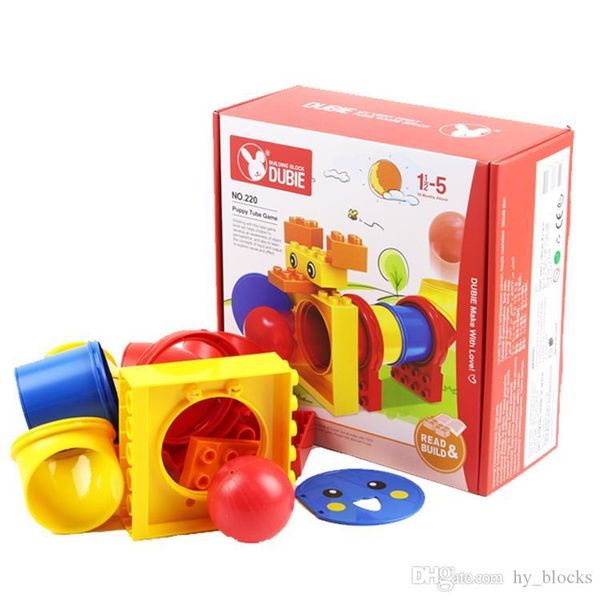 

cute puppy pipe game children educational creative toy 15pcs diy big particle building blocks for kids birthday gift