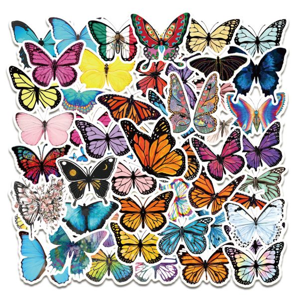 50 teile/los Großhandel Bunte Reizende Nette Schmetterling Aufkleber Für Kinder Niedlichen Spielzeug Laptop Flasche Notebook Kühlschrank Skateboard Auto Aufkleber