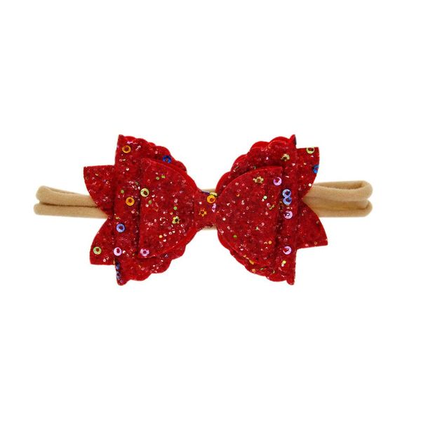 

1pcs newborn toddler handmade bow tie headband sequin bows shining nylon elastic hair bands cute baby girls hair accessories wmtzzl, Slivery;white