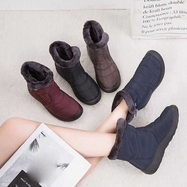 

sagace snow boots plush warm ankle boots for women winter waterproof women female winter shoes zip booties 20201, Black