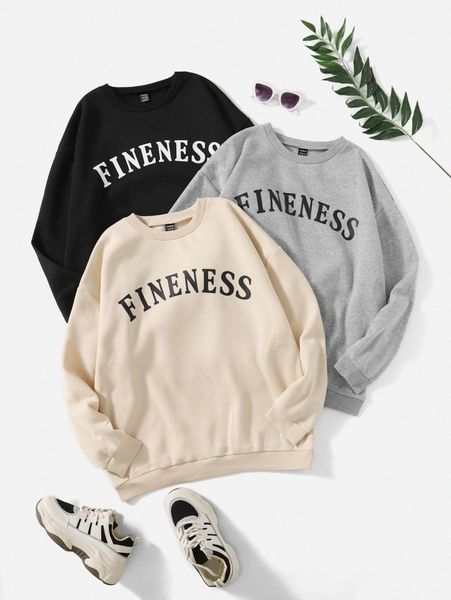 

3pcs letter graphic thermal pullover a7gr#, White;black