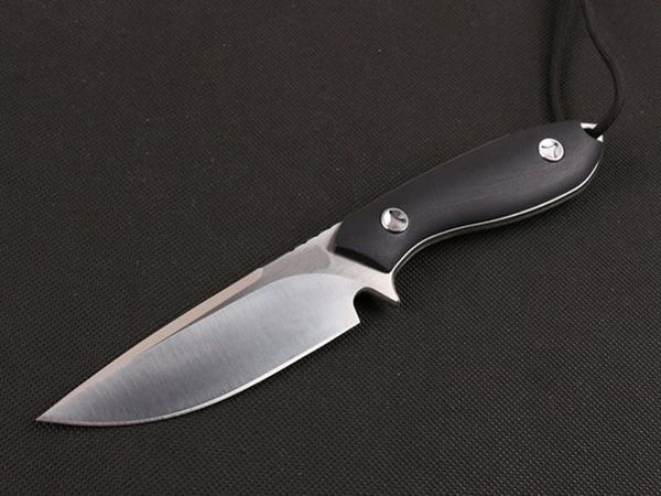 Высококачественная выживаемость прямой нож D2 атласная точка D2 CNC Full Tang Black G-10 ручка с фиксированным лезвием ножи с kydex