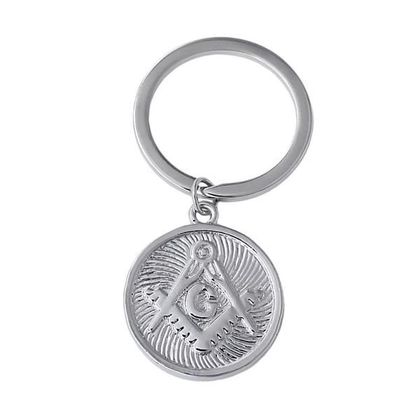 

keychains double sides engraved metal ason masonic mason uniforms medal souvenir jewelry gift, Silver