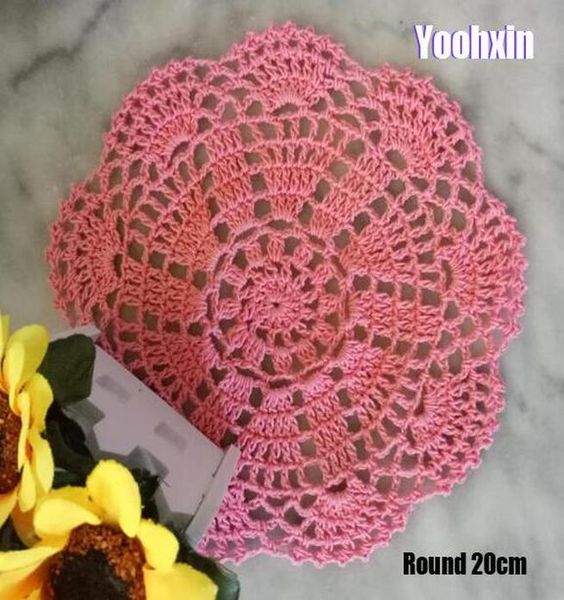 

cotton round placemat cup dish coaster mug kitchen wedding table place mat cloth lace crochet tea coffee doily handmade pad h wmtjoj