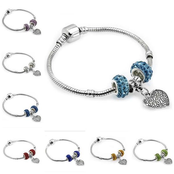 

full diamond peach shaped hand ornament zinc alloy big hole bead bracelet wholesale fb297 mix order 20 pieces a lot charm bracelets, Golden;silver