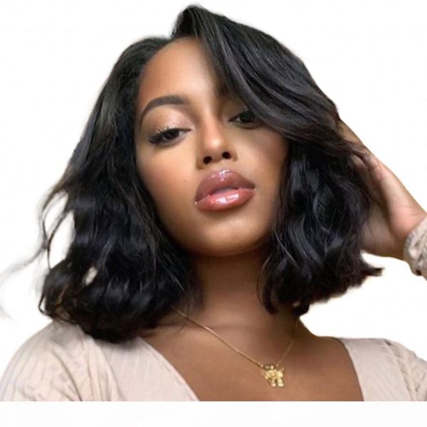 

150% full lace wigs body wave human hair bob wigs with baby hair 12 inch glueless peruvian remy hair wigs, Black;brown