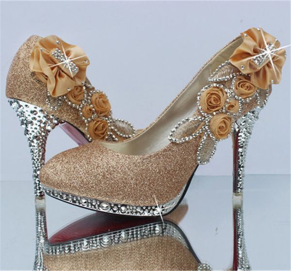 

shiny diamond high heels women shoes round toe wedding evening prom party dresses shoe women ladies black pumps wedding shoes