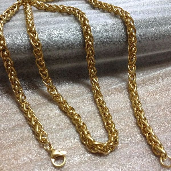 18K позолоченные позолоченные подарки из нержавеющей стали плетеные цепи ожерелье мужские женские ювелирные изделия 6 мм 18-32 дюйма