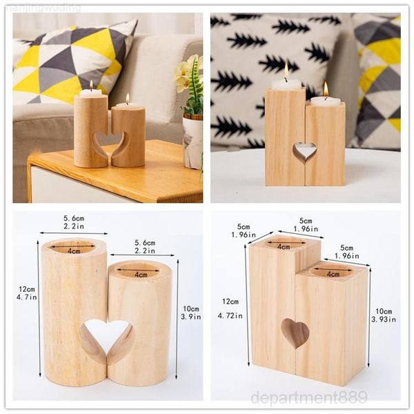 

wooden tea light candle holder heart hollowed-out candlestick romantic table for home birthday party wedding decoration owa1665