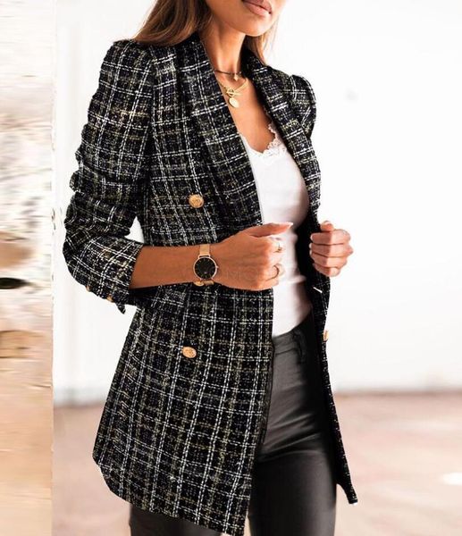 

2021 new spring and autumn fashion and leisure long-sleeved double-breasted printed small suit jacket, White;black