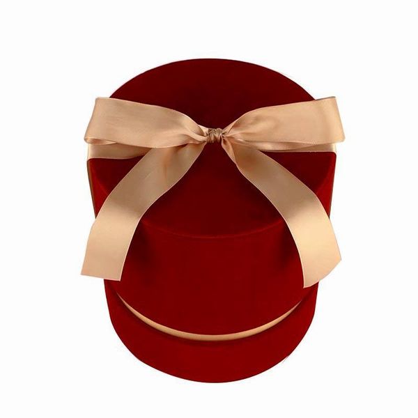 

flower shop hat box red velvet cloth round boxes candy box gift valentine's day gift packaging