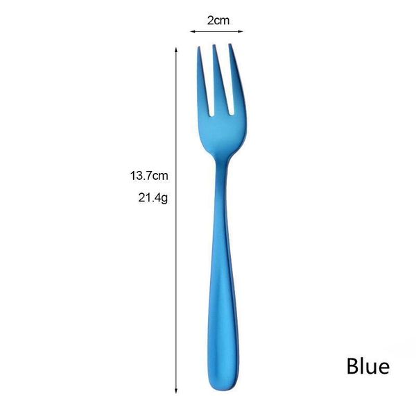 

colorful stainless steel fork fruit dessert cake fork colorful tableware restaurant kitchen dining forks blue gold rainbow color sqccljq