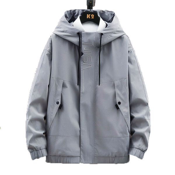 

embroidery hoodies men casual jacket grey hooded big pocket long sleeve mens clothing polyester solid bomber jakcet homme kg-383, Black;brown