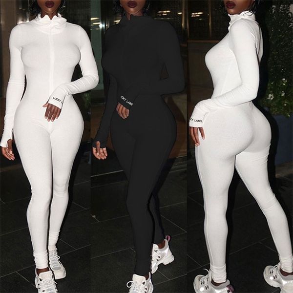 

women active wear slim jumpsuit long sleeve v-neck zipper bodycon romper skinny ladies long workout pants sporty jumpsuit t200701, Black;white