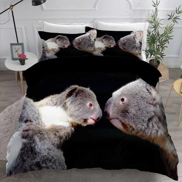 

helengili 3d bedding set koala print duvet cover set bedclothes with pillowcase bed home textiles #kla121