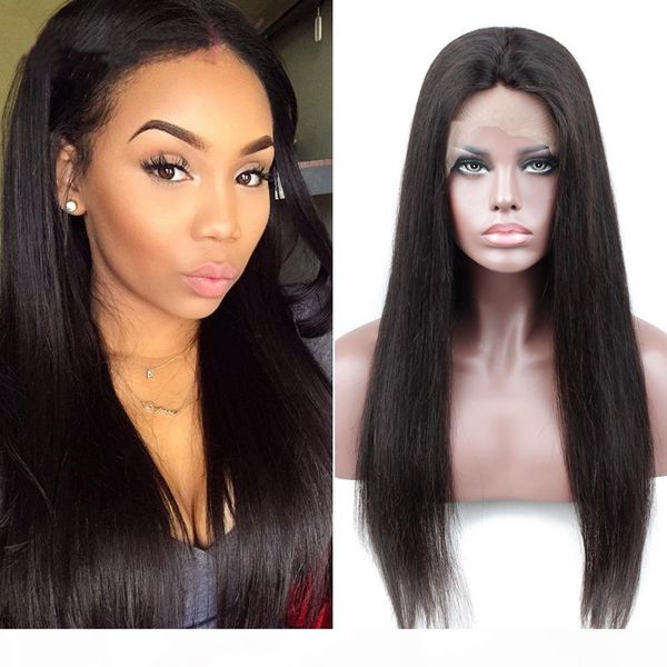 

short lace front human hair wigs with baby hair 10 inch to 24 inch brazilian non remy wavy bob wigs bleached knots, Black