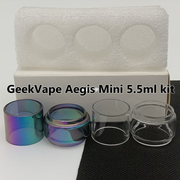 Aegis Mini 5.5ml kit saco Lâmpada Tubo Transparente Arco-Íris Tubo de Vidro de Substituição Bolha Estendida Fat boy