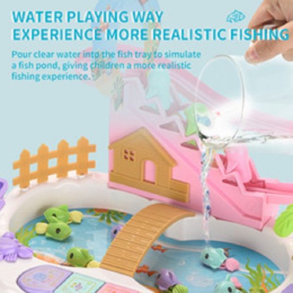 

early intellectual development fishing toy abs plastics electric fishing platform toy set with color light and music