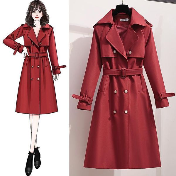 

2021 new spring europe version windbreaker women's loose jacket and versatile mid-length temperament popular coat1, Tan;black