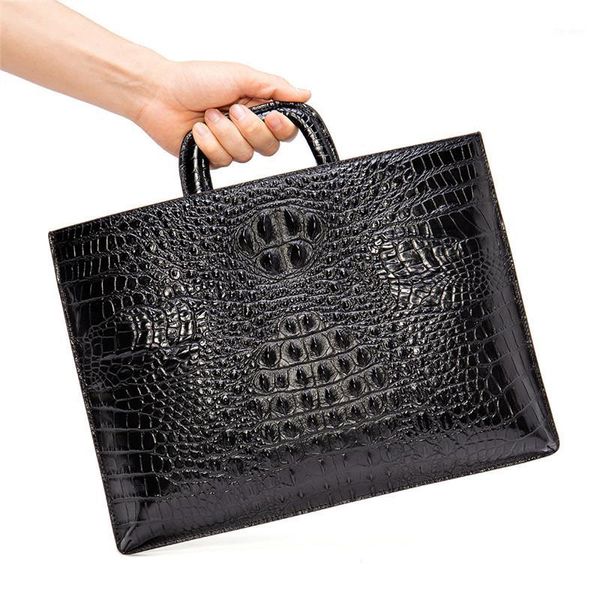 

briefcases alligator cow leather lapbags genuine men's briefcase crocodile pattern travel messenger bag1