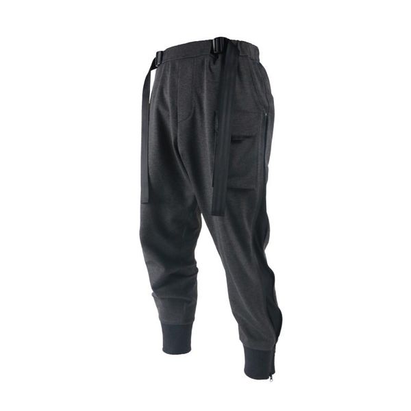 

men's pants silenstorm joggers with side ventilation zippers adjusting belt techwear ninjawear aesthetic, Black