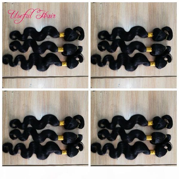 

braid in bundles no sew ombre human hair weave with closure brazilian virgin hair weft human hair bundles 3pcs one head dropshipping, Black