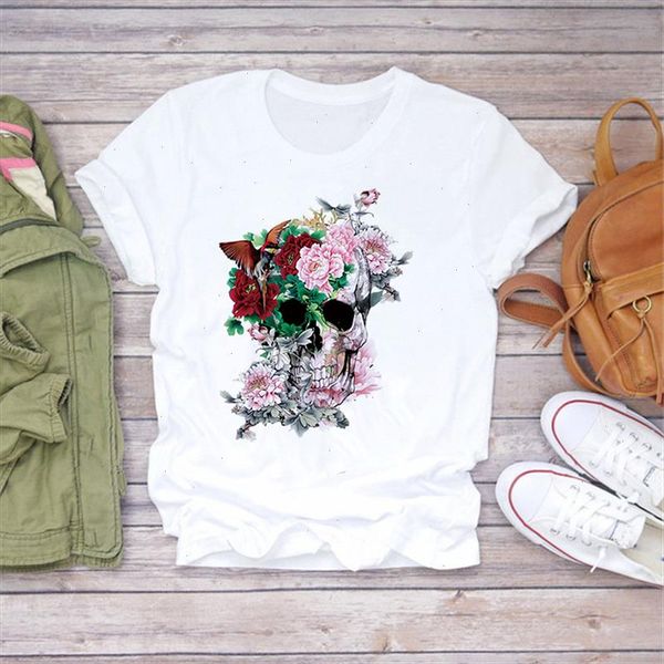 

women 2021 skull 90s vogue fashion tumblr tshirts t clothes shirt womens ladies graphic female tee t shirt clothing, White
