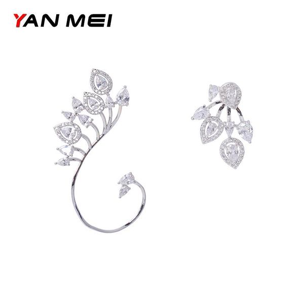 

dangle & chandelier yan mei zirconia earrings for women feather earring wedding accessories gle7253y, Silver