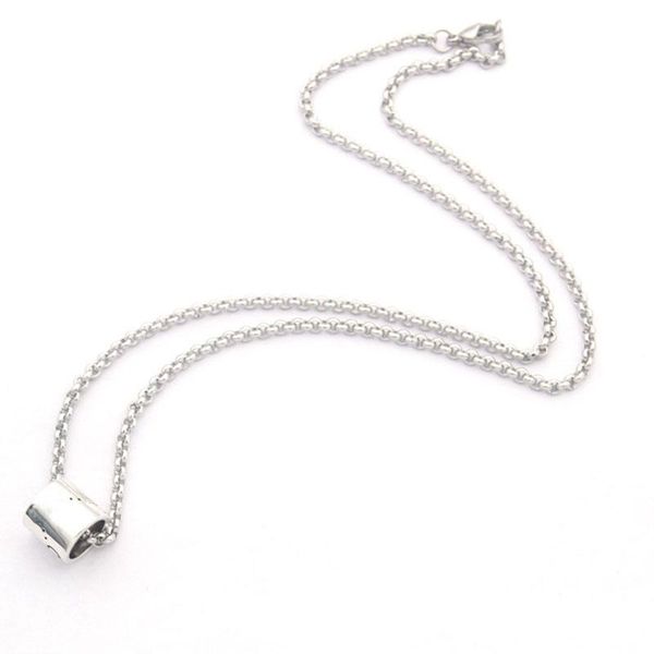

chains couple necklace for men women luxury jewelry wholesale stainless steel english alphabet gift sweater chain 50cm rolling, Silver