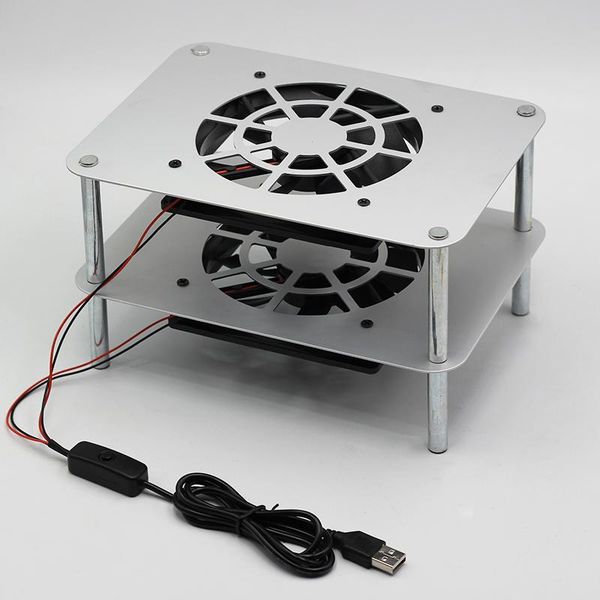 

fans & coolings space aluminum multi-layer deskrouter rack with usb 12cm silent cooling fan, tv set-box, office computer storage