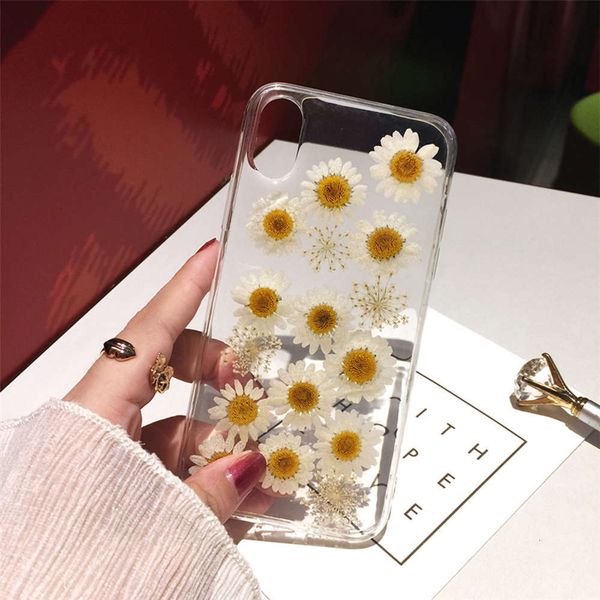 

qianliyao - mobile phone cover with real dry flower handmade, soft prsed transparent cover, vip 12, 11 profsional, max, x, xs, max, xr,