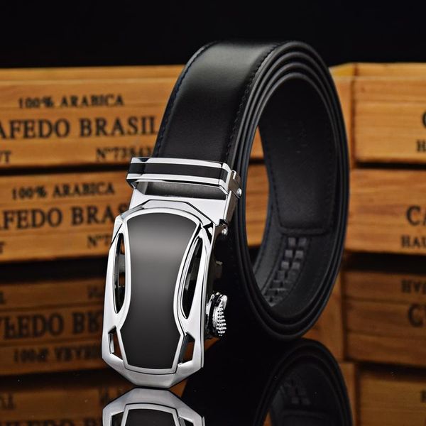 

automatic buckle man black belt genuine leather fashion designer leather casual cowboy ceinture homme, Black;brown