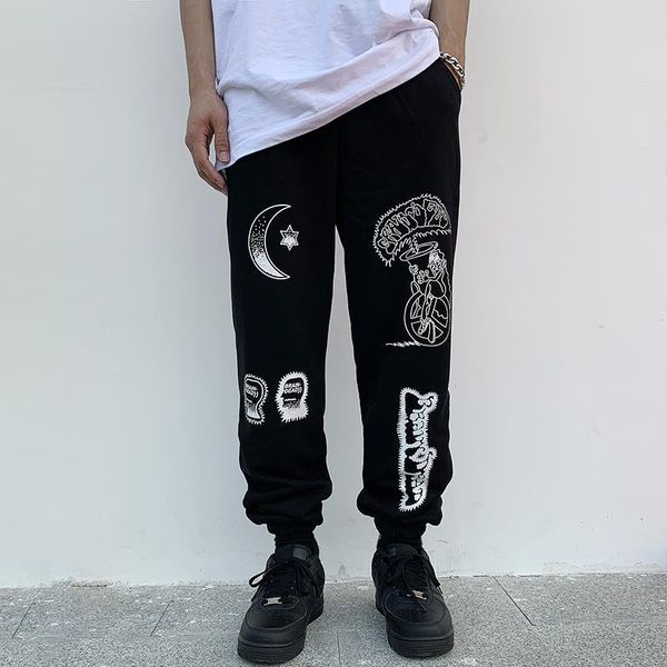 

kanye west pants brain dead gustavo sweatpants men women hip hop cotton season 6 hair coil pants graffiti print trousers, Black