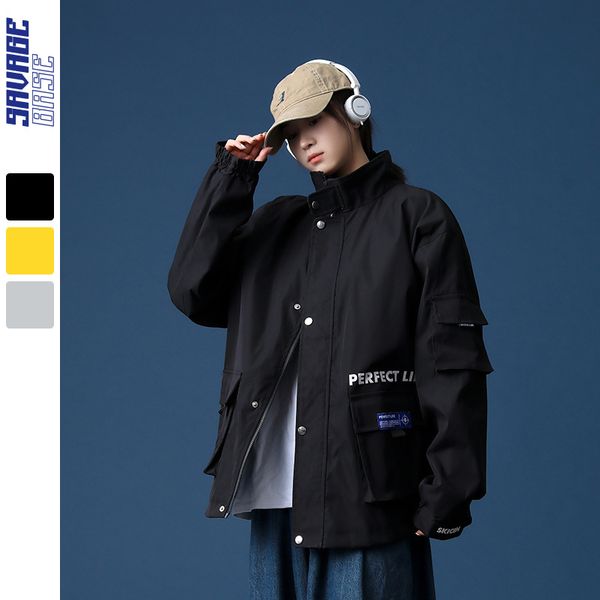 

winter style korean tooling jacket for men and women couples daily loose and thick cotton clothing fashionable handsome jacket 1399, Black;brown