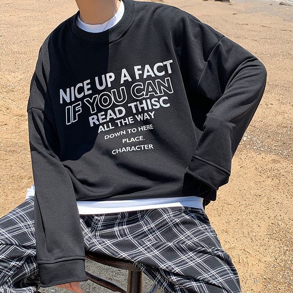 

2021 male sweatshirt spring and autumn new slips around neck pullovers youth men's clothes 6iq0, Black