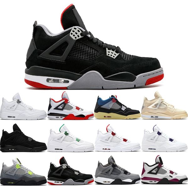 

men basketball shoes 4s fire red 2020 mens trainers union sail pure money purple metallic athletic sport sneakers size 40-47, White;red