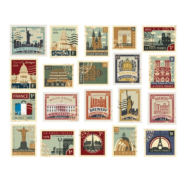 

travel stamp gold sticker vintage retro gold stamping diary stationery creative scrapbooking album memory series stick label wmthds mywjqq