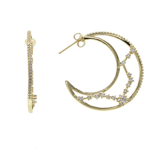 

crescent moon серьги золото серебряный цвет микро павел сисской bling cz высокое качество 2020 рождественский подарок новые ювелирные издели, Golden;silver