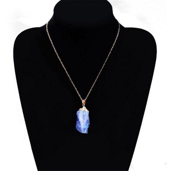 

chains natural crystal quartz stone pendant necklace women jewelry party irregular gift, Silver