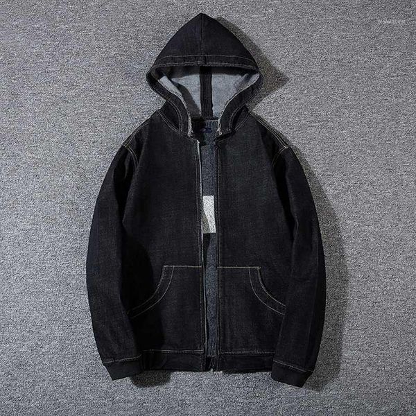

2020 new in oversized men's denim jacket men's loose black hooded jacket 6xl 7xl 8xl brand clothing1, Black;brown