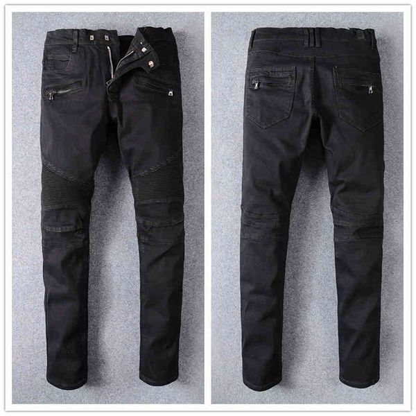 

2021 fashion ny mens straight slim elastic jean men casual biker male stretch denim trouser classic 1093 jeans size 28-40, Blue
